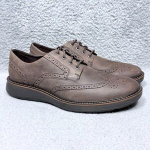 Ecco Lhasa Mens Size 11 Wingtip Brogue Oxford Shoes Coffee Brown Leather